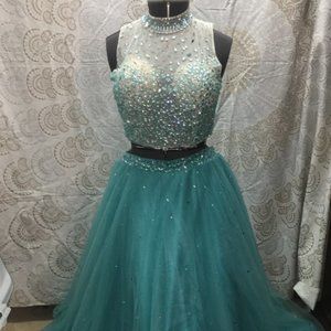 Two Piece Formal Blue Dress